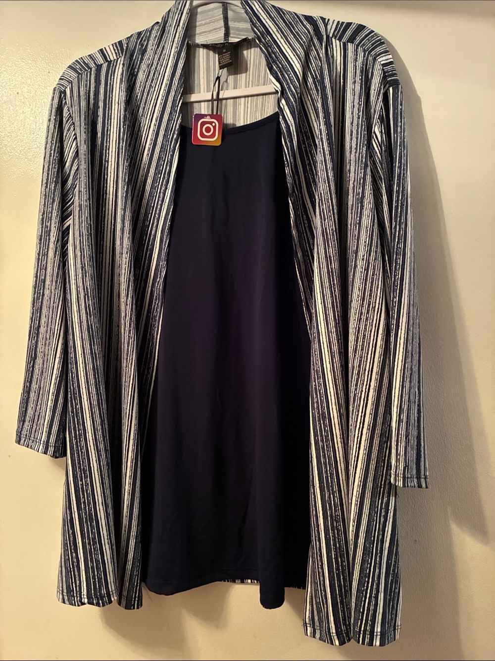 Emily Rose’s Navy Tank with Navy & White Striped Open Cardigan Size 1X